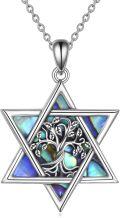 wholesale 925 Sterling Silver Abalone Shell Tree of Life Star of David Necklace Jewish s for Women Men-0-0