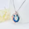 TOUPOP 925 Sterling Silver Blue Crystal K Initial Butterfly Rose Necklace-0-5