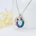 TOUPOP 925 Sterling Silver Blue Crystal K Initial Butterfly Rose Necklace-0-5