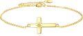 wholesale 14K Gold Filled Pearl Cross Chain Link Bracelet for Women - Adjustable Religious s-0-0