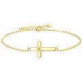 wholesale 14K Gold Filled Pearl Cross Chain Link Bracelet for Women - Adjustable Religious s-0-0