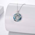 wholesale 925 Sterling Silver Tree Of Life Pendant With Blue Crystal Backdrop-0-1