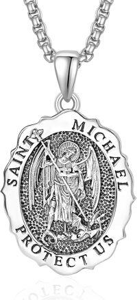 wholesale Sterling Silver 24K Gold Plated Saint Medal Pendant Necklace for Men Women-St Michael-Silver-St Michael-Silver-Personalized-St Michael-Silver-Personalized-St Michael-Silver
