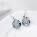 TOUPOP Sterling Silver Blue Crystal Snake Earrings Tree Of Life Drop Dangle Hooks Jewelry-0-4