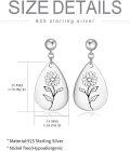 wholesale Sterling Silver Floral Teardrop Earrings w Birth Flower Engraved Gift for Women-0-43