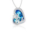 TOUPOP Sterling Silver Crystal Sea Turtle Heart Necklace Pendant-0-0