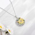 wholesale 925 Sterling Silver Sunburst Pendant Necklace With Mother Of Pearl-0-1