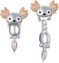 wholesale 925 Sterling Silver Axolotl Stud Dangle Earrings with Rose Gold Accents Gift for Women Teen Girls-0-0