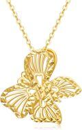 wholesale 14K Gold Diamond-Cut Butterfly Pendant Necklace with Chain for Women - Elegant (Length: 37cm)-0-0