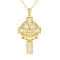 wholesale 14k Gold Celtic Cross Claddagh Pendant Necklace-0-0