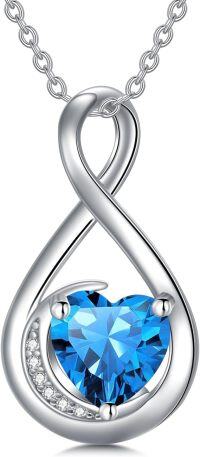 wholesale TOUPOP December Birthstone Necklace For Women Topaz Necklace Pendant 929 Sterling Silver Infinity Love Moon Jewelry Birthday Christmas Gifts For Women Mom Wife Girlfriend -undefined