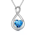 TOUPOP Sterling Silver Topaz Infinity Love Moon Pendant Necklace-0-0