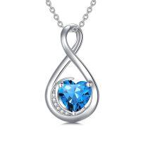 TOUPOP Sterling Silver Topaz Infinity Love Moon Pendant Necklace-undefined