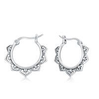 wholesale 925 Sterling Silver Bali Boho Floral Patterned Huggie Hoop Earrings for Women-Boho Bali Hoop Earrings-19