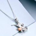 wholesale 925 Sterling Silver Elephant Heart Pendant Necklace for Women Girls  45cm Chain Length-0-4