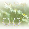 wholesale 925 Sterling Silver Daisy Flower Gold Accents Hoop Earrings for Women-0-5