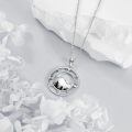 wholesale 925 Sterling Silver Compass Necklace Mountain Landscape Pendant With Black Details-0-4