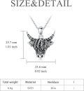wholesale 925 Sterling Silver Highland Cow Head Pendant Necklace with Box Chain - Gifts for Men & Women-0-5