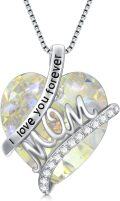 wholesale Mothers Day Gifts For Mom S925 Sterling Silver I Love You Forever Love Hear Mon Pendant Necklace With 12 Birthstone Jewelry Birthday Christmas Gifts For Women Grandma Mom Nana From Duaghter Son -0-0