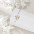 wholesale 925 Sterling Silver Heart-Shaped Three Sisters Charm Bracelet - Friendship  for Women-0-2