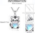wholesale 925 Sterling Silver Heart-shaped Blue Opal Tiger Pendant Necklace for Women Girls -0-5