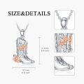 wholesale 925 Sterling Silver Rose Cowboy Boot Pendant Necklace - Western s for Women & Girls-0-1