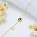 wholesale 14K Gold Square Green Stone Charm Bracelet for Women - Mothers Day Gift (6 + 2 inch)-0-3