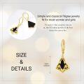 wholesale 925 Sterling Silver Black Onyx Triangle Filigree Drop Earrings for Women Gift Boxed-0-1