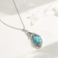 wholesale 925 Sterling Silver Mermaid Pendant Necklace With Teardrop Turquoise In Oxidized Finish-0-3