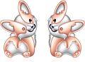 wholesale 925 Sterling Silver Fox Stud Earrings Adorable Animal  for Girls and Women-0-0