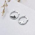 wholesale 925 Sterling Silver Black Enamel Cross Huggie Hoop Earrings for Women and Girls-0-2