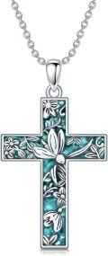 wholesale  Sterling Silver Turquoise Cross Necklace with Birth Flower Pendant -0-11