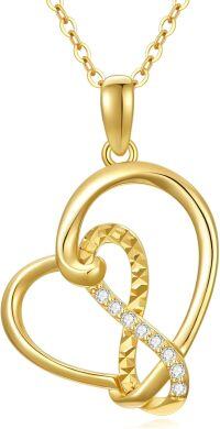 wholesale 14K Gold Moissanite Diamond Cut Infinity Heart Pendant Necklace for Women-Style-2