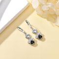 wholesale 925 Sterling Silver Paw Print Dangle Earrings Wholesale With Black And Clear Stones-0-2