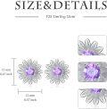 wholesale 925 Sterling Silver Purple Crystal Daisy Flower Stud Earrings for Women Girls Mom Gift-0-5