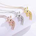 wholesale 925 Sterling Silver Rose Gold Plated CZ Giraffe Head Pendant Necklace-0-3