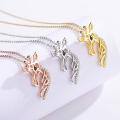 wholesale 925 Sterling Silver Giraffe Pendant Necklace Rose Gold Plated With Cubic Zirconia-0-3