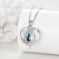 wholesale 925 Sterling Silver Mother and Child Love Forever Moonstone Heart Necklace  for Mom Daughter Wife Girlfriend-0-4