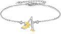 wholesale 925 Sterling Silver Sunflower Initial Alphabet Script Letter Bracelet for Women Girls-0-0