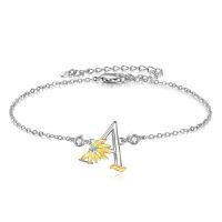 wholesale 925 Sterling Silver Dandelion Letter Initial B Charms Anklets Wholesale For Women-Initial A
