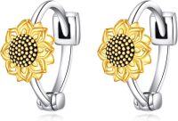 wholesale 925 Sterling Silver Gold Plated Sunflower Huggie Hoop Earrings for Women Cartilage Jewelry-Gold Sunflower Hoop Earrings