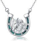 wholesale 925 Sterling Silver Turquoise Celtic Knot Horse Pendant Necklace  for Women-0-0