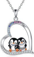 wholesale 925 Sterling Silver Penguin Snowflake Heart Dog Pendant Necklace for Women Girls Christmas Gifts-0-0