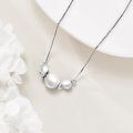 wholesale 925 Sterling Silver Pearl Necklace Platinum Plated Graduated Ball Bead Box Chain For Women-0-3