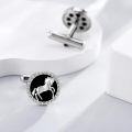 wholesale 925 Sterling Silver Horse Design Black Onyx Round Celtic Cross Four-Leaf Clover Cufflinks-0-3
