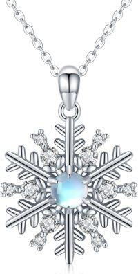 wholesale 925 Sterling Silver Moonstone Snowflake Pendant Necklace - Christmas s for Her-Snowflake-1