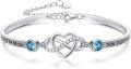 wholesale 925 Sterling Silver Blue Crystal Infinity Heart Bracelet for Mom Gifts-0-0
