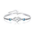 wholesale 925 Sterling Silver Infinity Heart Mom Bracelet With Blue Crystal Engraved Stepmom Gift-0-0