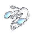 wholesale 925 Sterling Silver Leaf Ring with Birthstone Adjustable Wrap Promise Engagement Wedding Rings for Women-0-43