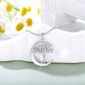 wholesale 925 Sterling Silver Moon & Tree Pendant Necklace with Cubic Zirconia for Women's Gifts-0-1